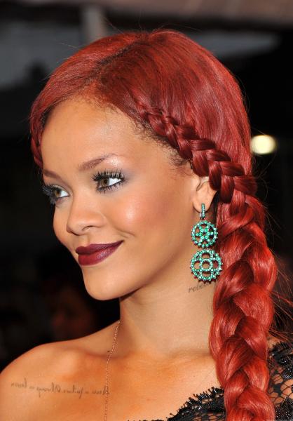 Rihannas Inverted French Braid