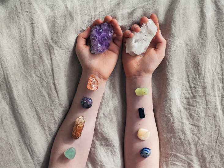 Healing Rocks and Crystals placed on skin