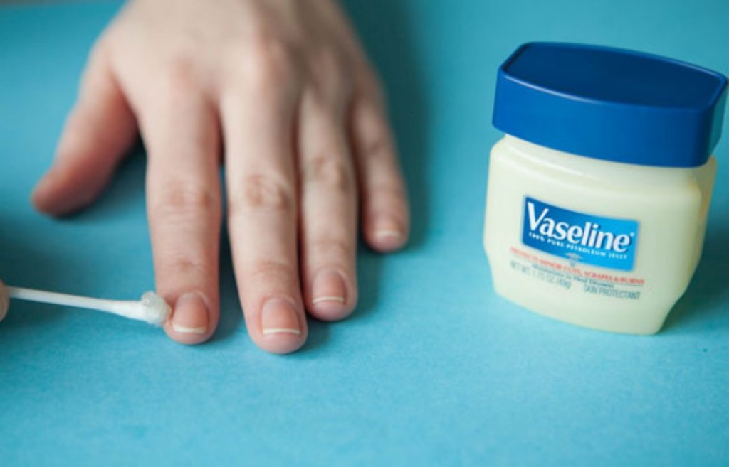Applying Vaseline to cuticles