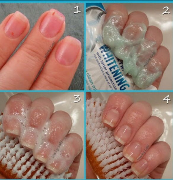 Cleaning nails with toothpaste