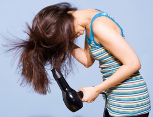 Blow Drying Hair Upside Down